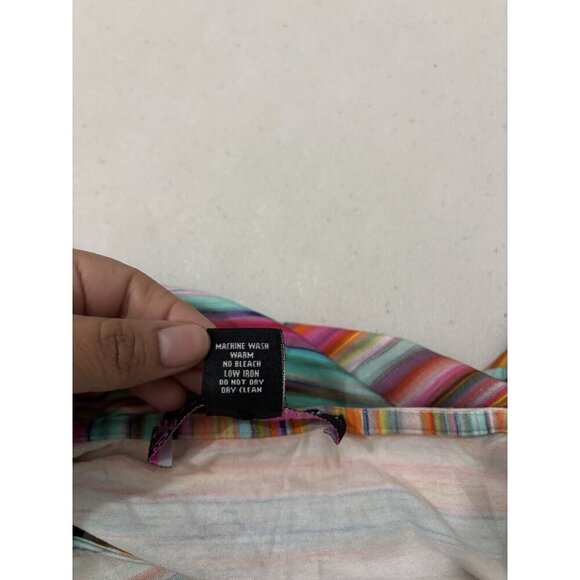 Peck And Peck Striped Rainbow Blouse Made In USA Soft Stretchy Long Sleeve - Picture 7 of 9